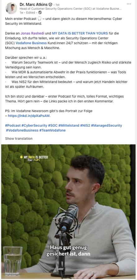 Vodafone Business über eine Podcast-Folge